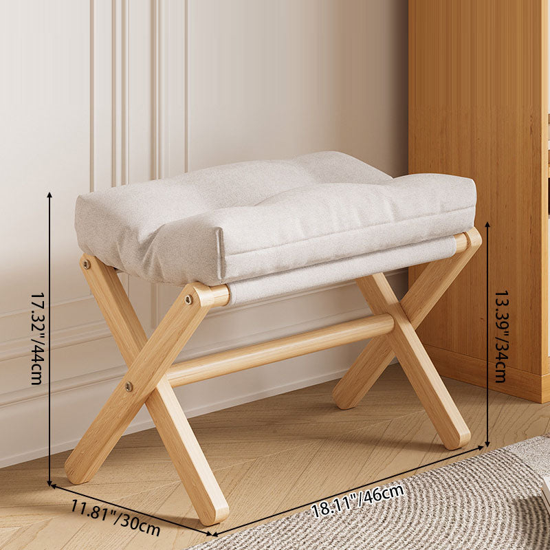 Lumendat Modern Minimalist Rectangular Fabric Pine Solid Wood Foldable Kids Footstool For Living Room Lumendat