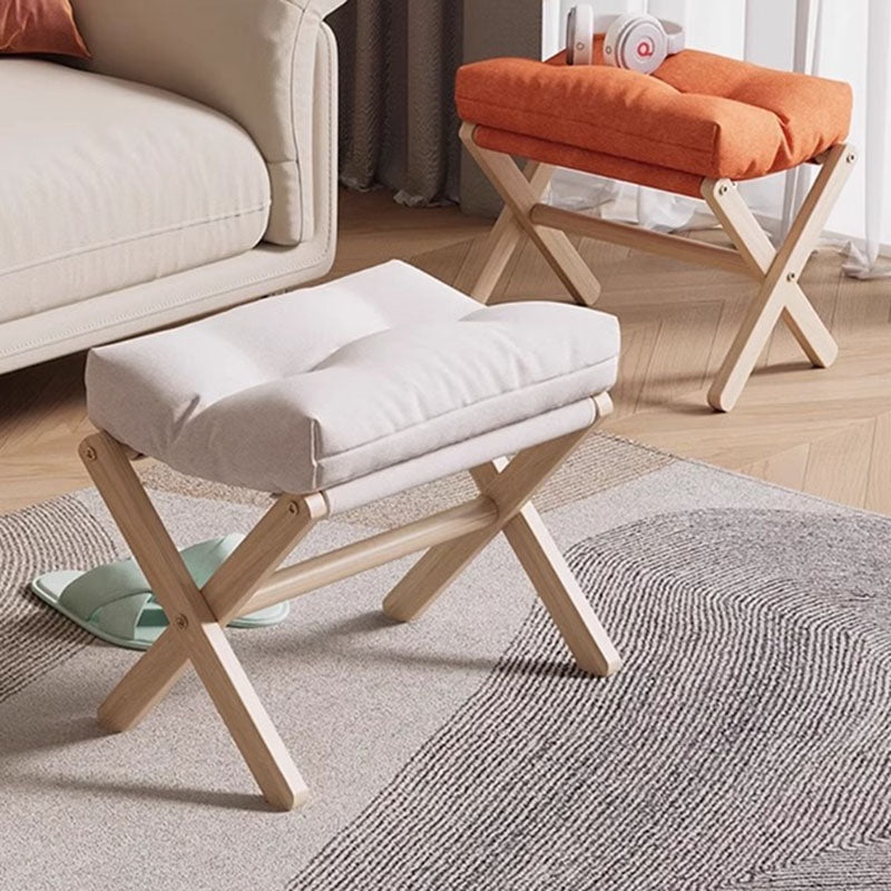 Lumendat Modern Minimalist Rectangular Fabric Pine Solid Wood Foldable Kids Footstool For Living Room Lumendat