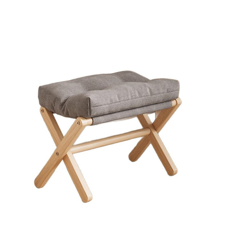 Lumendat Modern Minimalist Rectangular Fabric Pine Solid Wood Foldable Kids Footstool For Living Room Lumendat