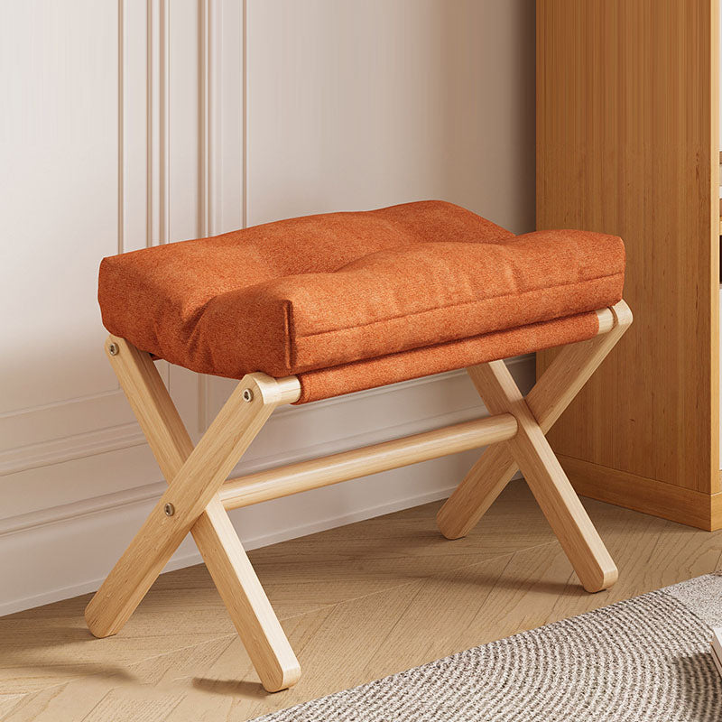 Lumendat Modern Minimalist Rectangular Fabric Pine Solid Wood Foldable Kids Footstool For Living Room Lumendat