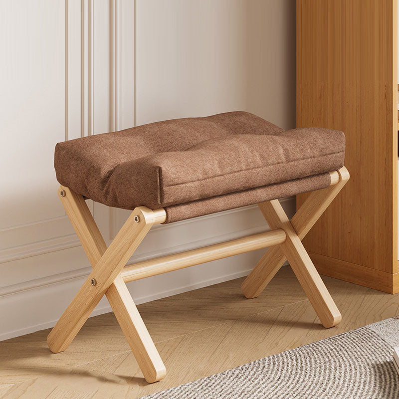 Lumendat Modern Minimalist Rectangular Fabric Pine Solid Wood Foldable Kids Footstool For Living Room Lumendat