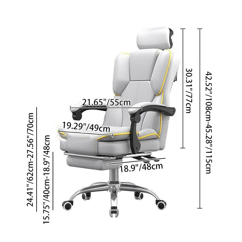 Contemporary Scandinavian Rectangular PU Leather Steel Height-Adjustable Swivel Backrest Armrest Gaming Chair For Bedroom DFM-F