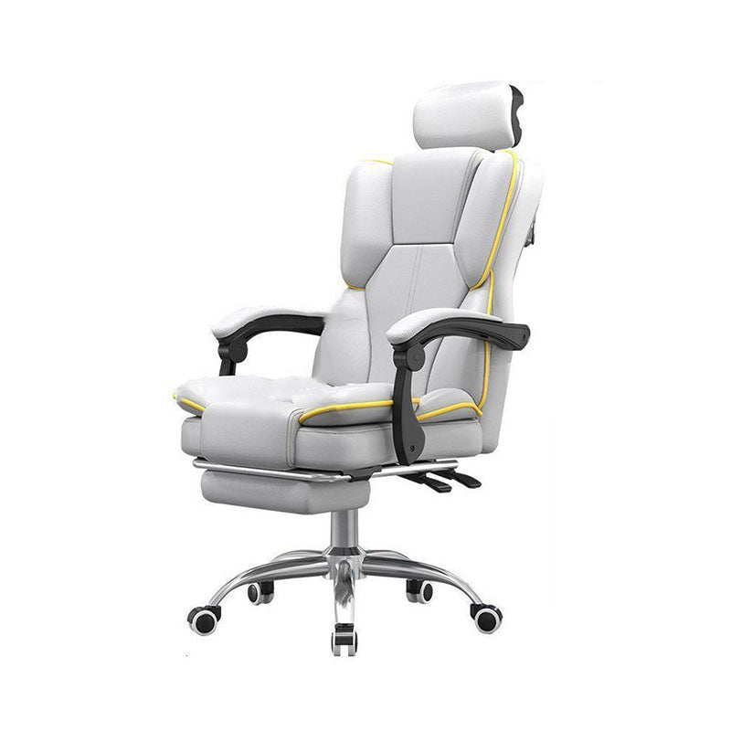 Contemporary Scandinavian Rectangular PU Leather Steel Height-Adjustable Swivel Backrest Armrest Gaming Chair For Bedroom DFM-F