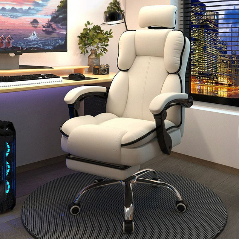 Contemporary Scandinavian Rectangular PU Leather Steel Height-Adjustable Swivel Backrest Armrest Gaming Chair For Bedroom DFM-F