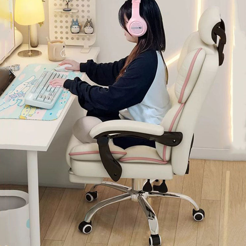 Contemporary Scandinavian Rectangular PU Leather Steel Height-Adjustable Swivel Backrest Armrest Gaming Chair For Bedroom DFM-F