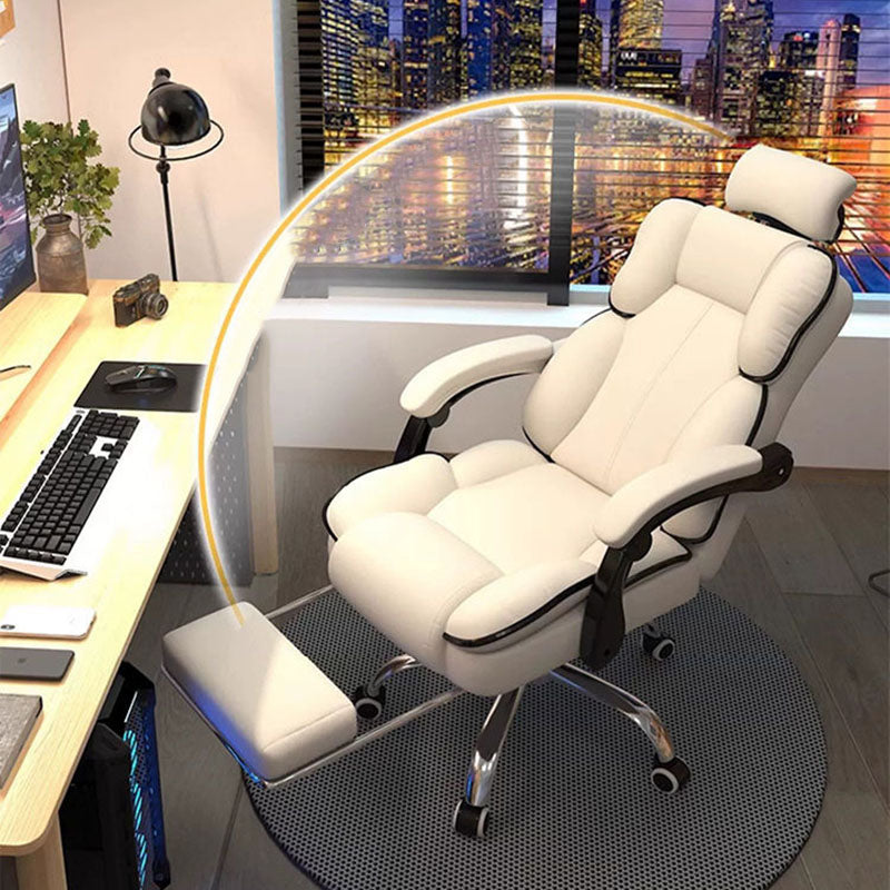 Contemporary Scandinavian Rectangular PU Leather Steel Height-Adjustable Swivel Backrest Armrest Gaming Chair For Bedroom DFM-F