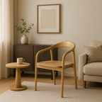 North American White Ash - Contemporary Scandinavian Solid Wood Dining Chair: Minimalist Square Profile - Backrest & Armrest Dining Chair For Dining Room Lumendat