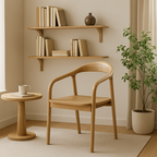 North American White Ash - Contemporary Scandinavian Solid Wood Dining Chair: Minimalist Square Profile - Backrest & Armrest Dining Chair For Dining Room Lumendat