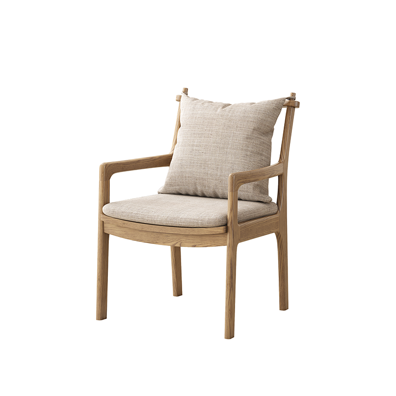 North American White Ash - Contemporary Scandinavian Solid Wood Chair: Sturdy Armrest & Backrest Dining Chair For Dining Room Lumendat