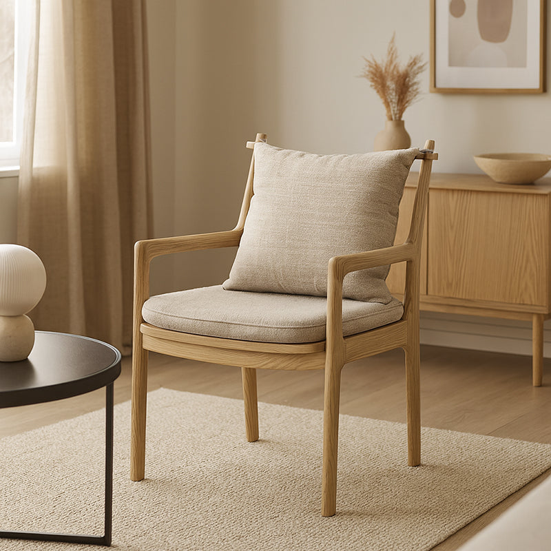North American White Ash - Contemporary Scandinavian Solid Wood Chair: Sturdy Armrest & Backrest Dining Chair For Dining Room Lumendat