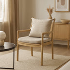 North American White Ash - Contemporary Scandinavian Solid Wood Chair: Sturdy Armrest & Backrest Dining Chair For Dining Room Lumendat