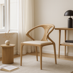North American White Ash - Contemporary Scandinavian Solid Wood Chair: Microfiber Leather Comfort Seat Cushion - Integrated Armrest And Backrest Dining Chair For Dining Room Lumendat