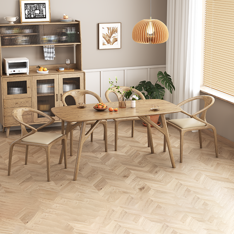 North American White Ash - Contemporary Scandinavian Solid Wood Chair: Microfiber Leather Comfort Seat Cushion - Integrated Armrest And Backrest Dining Chair For Dining Room Lumendat
