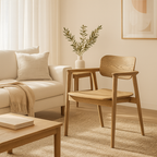 North American White Ash - Contemporary Scandinavian Solid Wood Chair: Delicate Natural Grain - Ergonomic Backrest & Armrest Dining Chair For Dining Room Lumendat