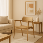 North American White Ash - Contemporary Scandinavian Solid Wood Chair: Delicate Natural Grain - Ergonomic Backrest & Armrest Dining Chair For Dining Room Lumendat
