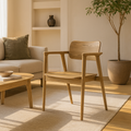 North American White Ash - Contemporary Scandinavian Solid Wood Chair: Delicate Natural Grain - Ergonomic Backrest & Armrest Dining Chair For Dining Room Lumendat