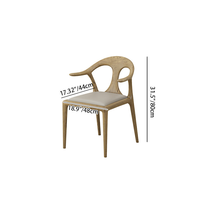 North American White Ash - Contemporary Scandinavian Solid Wood Chair: Contoured One-Piece Backrest & Armrest Dining Chair For Dining Room Lumendat