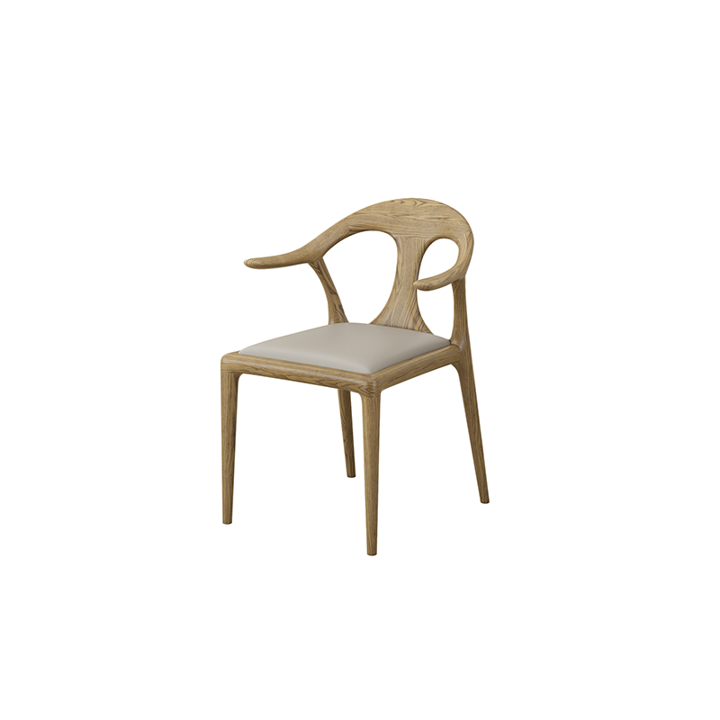 North American White Ash - Contemporary Scandinavian Solid Wood Chair: Contoured One-Piece Backrest & Armrest Dining Chair For Dining Room Lumendat