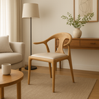 North American White Ash - Contemporary Scandinavian Solid Wood Chair: Contoured One-Piece Backrest & Armrest Dining Chair For Dining Room Lumendat