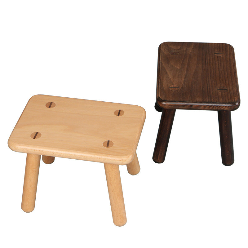 Lumendat Contemporary Creative Rectangular Beech Solid Wood Kids Low Stool For Entryways & Living Room Lumendat