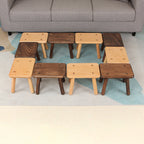 Lumendat Contemporary Creative Rectangular Beech Solid Wood Kids Low Stool For Entryways & Living Room Lumendat