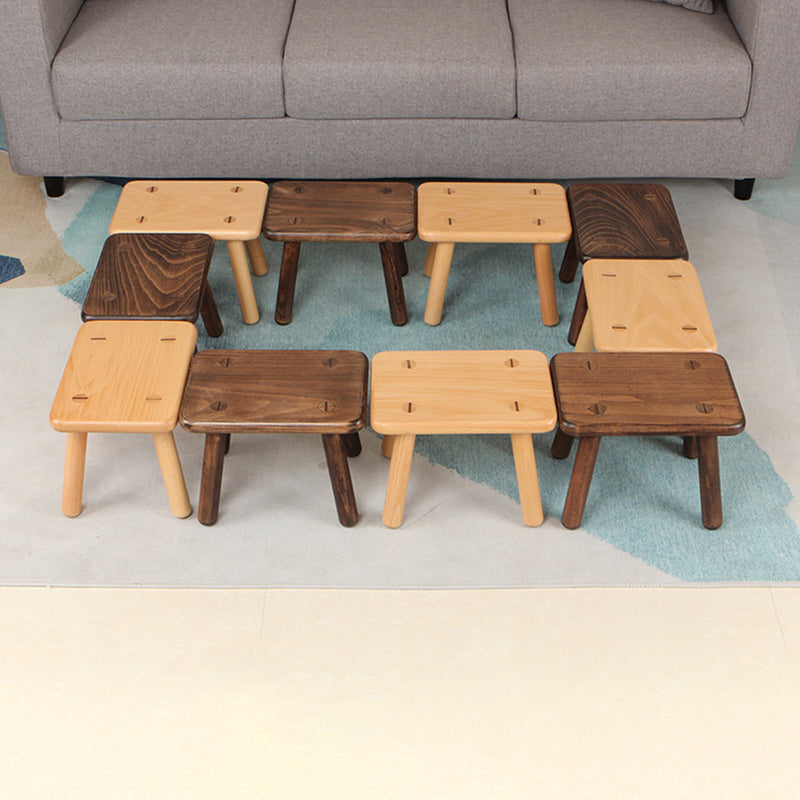 Lumendat Contemporary Creative Rectangular Beech Solid Wood Kids Low Stool For Entryways & Living Room Lumendat