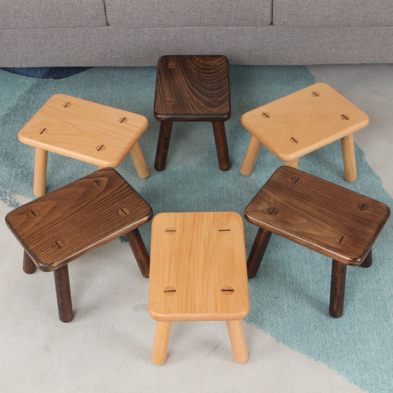 Lumendat Contemporary Creative Rectangular Beech Solid Wood Kids Low Stool For Entryways & Living Room Lumendat