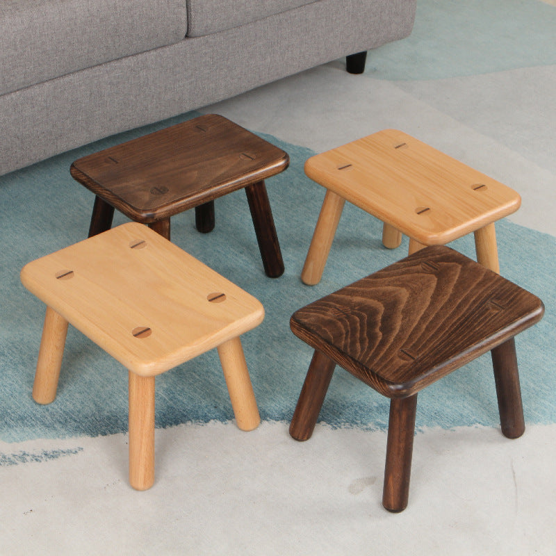 Lumendat Contemporary Creative Rectangular Beech Solid Wood Kids Low Stool For Entryways & Living Room Lumendat