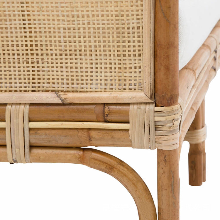 Traditional Chinese Backrest Armrest Sofa: Natural Indonesian Rattan & Handwoven - Waterproof Cushion Zen-Style Chair For Living Room Lumendat