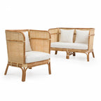 Traditional Chinese Backrest Armrest Sofa: Natural Indonesian Rattan & Handwoven - Waterproof Cushion Zen-Style Chair For Living Room Lumendat
