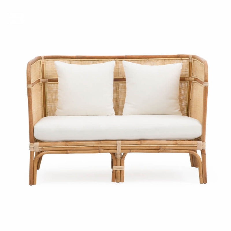 Traditional Chinese Backrest Armrest Sofa: Natural Indonesian Rattan & Handwoven - Waterproof Cushion Zen-Style Chair For Living Room Lumendat