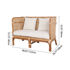 Traditional Chinese Backrest Armrest Sofa: Natural Indonesian Rattan & Handwoven - Waterproof Cushion Zen-Style Chair For Living Room Lumendat