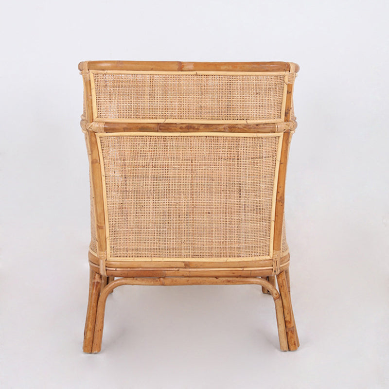 Traditional Chinese Backrest Armrest Sofa: Natural Indonesian Rattan & Handwoven - Waterproof Cushion Zen-Style Chair For Living Room Lumendat