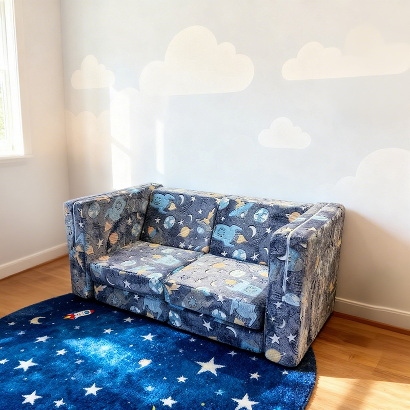Lumendat Contemporary Creative Rectangular Kids Sofa: Two-Seater Compressible - Comfortable Upholstered Backrest Armrest Sofa For Living Room Lumendat