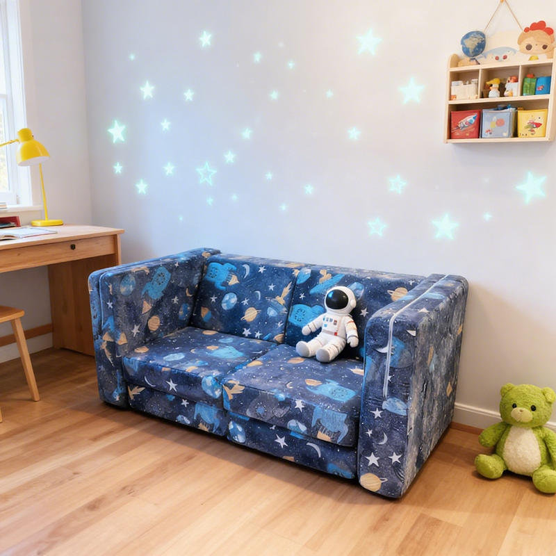 Lumendat Contemporary Creative Rectangular Kids Sofa: Two-Seater Compressible - Comfortable Upholstered Backrest Armrest Sofa For Living Room Lumendat