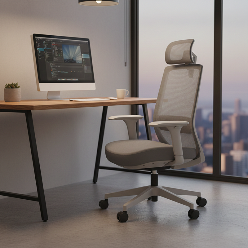 Modern Minimalist Ergonomic Desk Chair - 4D Headrest Breathable Mesh Chair: Lumbar Support Gaming Chair With Height Adjustment & Swivel For Home Office Lumendat
