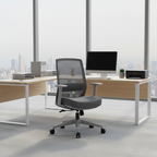 Modern Minimalist Mid-Back Desk Chair - Gray Ergonomic Gaming Chair: Breathable Mesh Swivel Office Chair For Home Office Lumendat