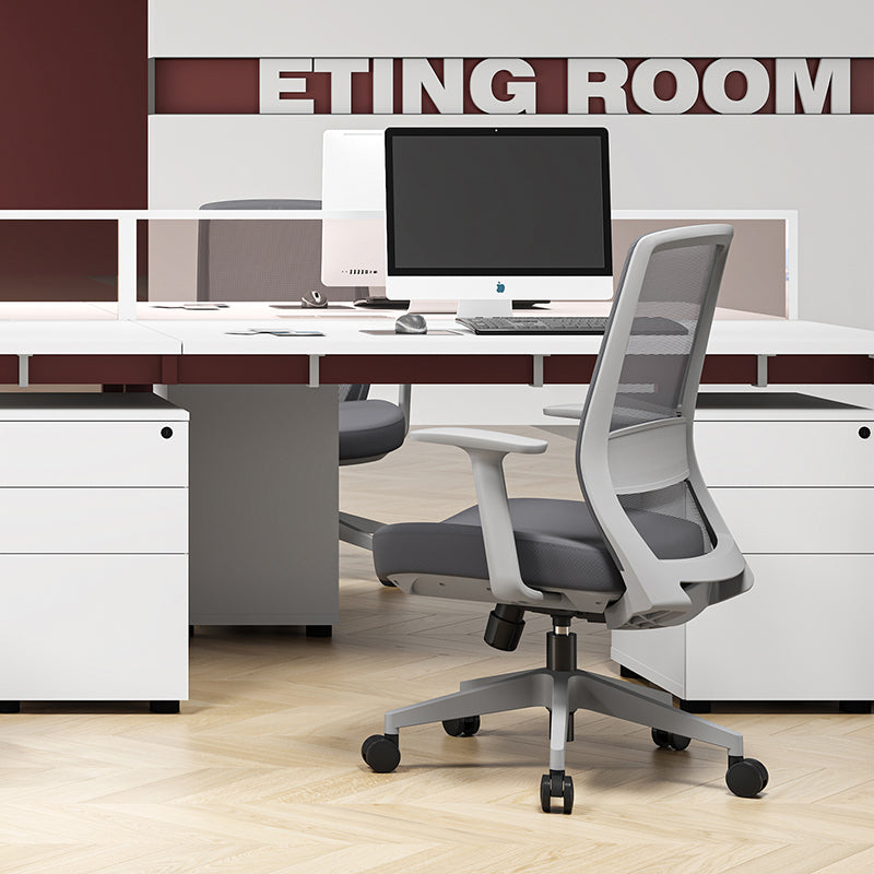 Modern Minimalist Mid-Back Desk Chair - Gray Ergonomic Gaming Chair: Breathable Mesh Swivel Office Chair For Home Office Lumendat