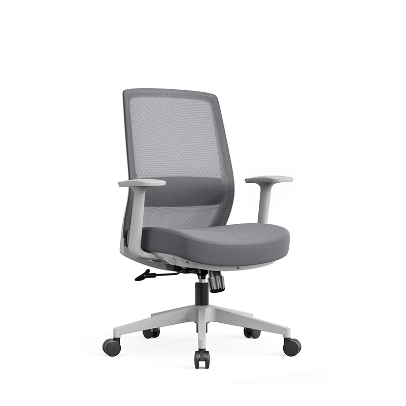 Modern Minimalist Mid-Back Desk Chair - Gray Ergonomic Gaming Chair: Breathable Mesh Swivel Office Chair For Home Office Lumendat