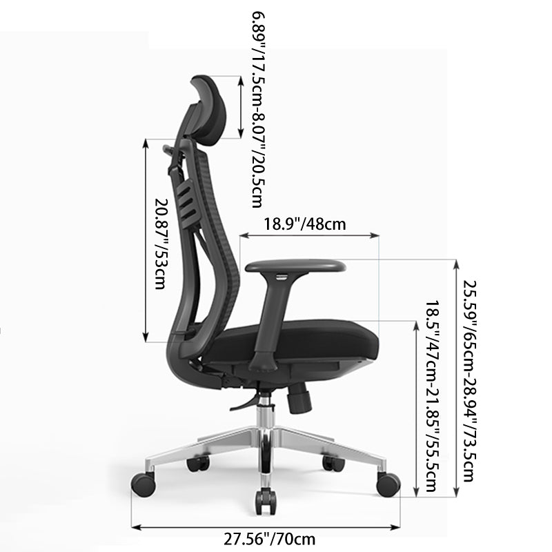 Modern Minimalist High-Back Mesh Desk Chair: Aluminum Alloy Square-Conical Base - Ergonomic Swivel Gaming Chair For Home Office Lumendat
