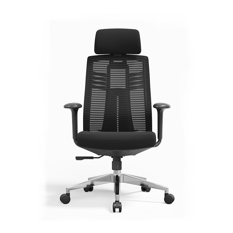 Modern Minimalist High-Back Mesh Desk Chair: Aluminum Alloy Square-Conical Base - Ergonomic Swivel Gaming Chair For Home Office Lumendat