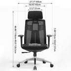Modern Minimalist High-Back Mesh Desk Chair: Aluminum Alloy Square-Conical Base - Ergonomic Swivel Gaming Chair For Home Office Lumendat