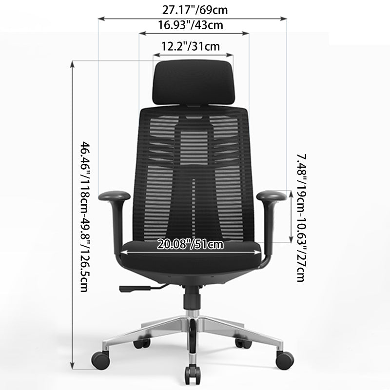 Modern Minimalist High-Back Mesh Desk Chair: Aluminum Alloy Square-Conical Base - Ergonomic Swivel Gaming Chair For Home Office Lumendat