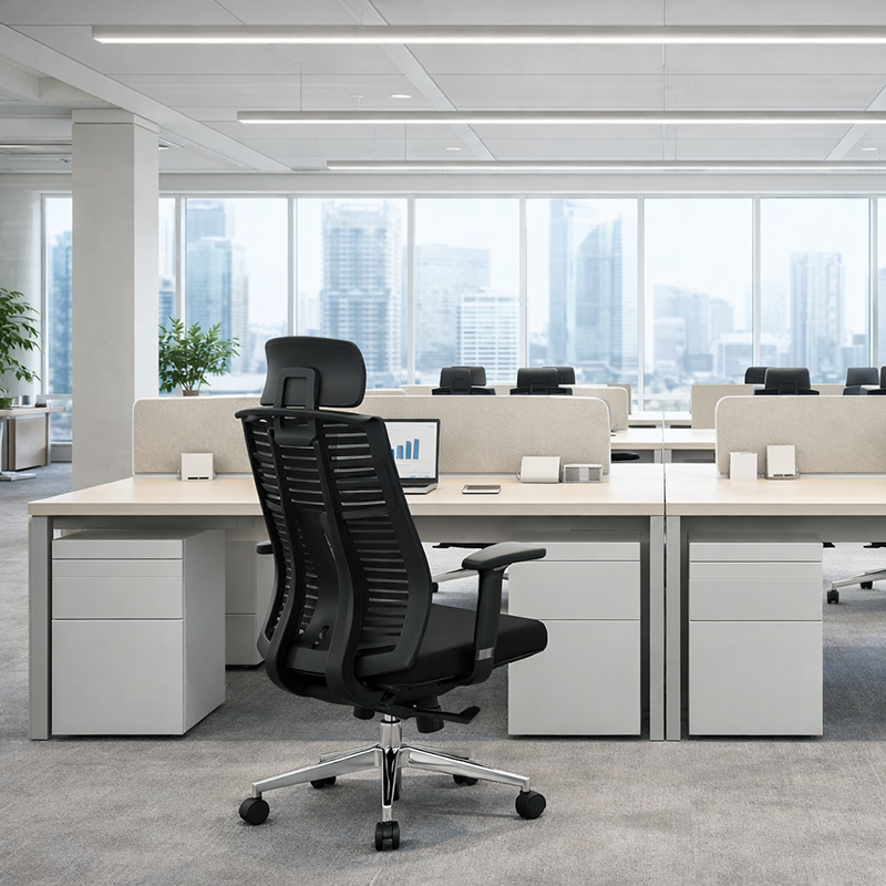 Modern Minimalist High-Back Mesh Desk Chair: Aluminum Alloy Square-Conical Base - Ergonomic Swivel Gaming Chair For Home Office Lumendat