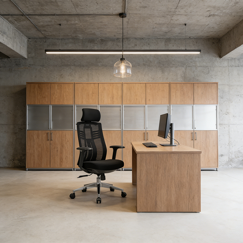 Modern Minimalist High-Back Mesh Desk Chair: Aluminum Alloy Square-Conical Base - Ergonomic Swivel Gaming Chair For Home Office Lumendat