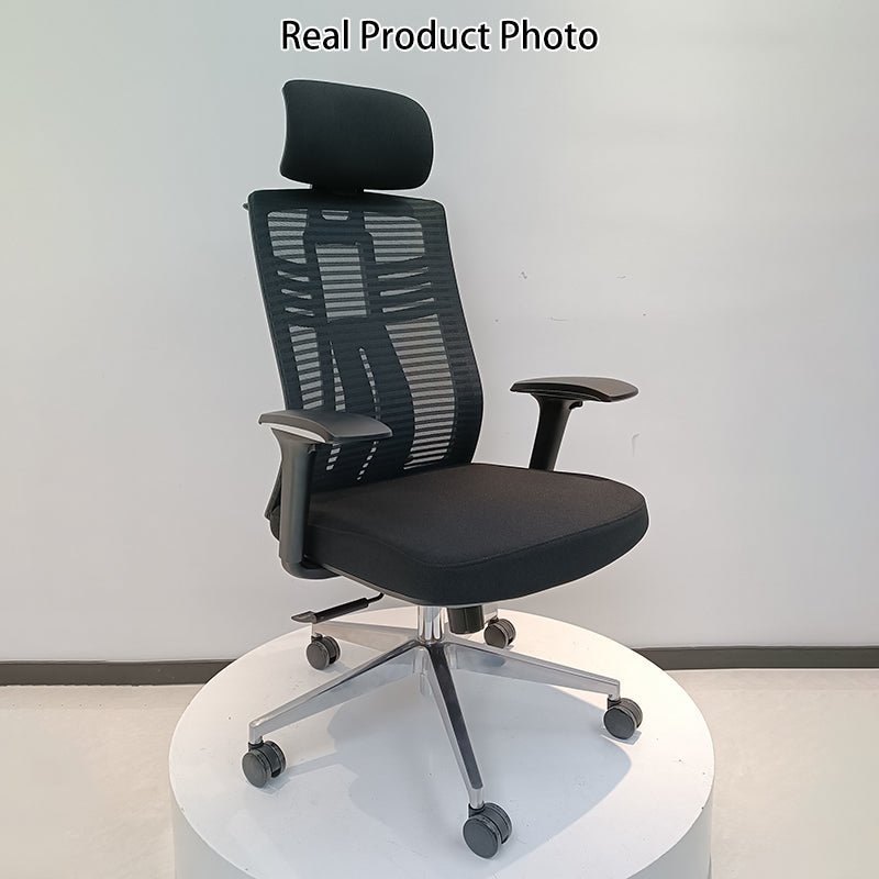 Modern Minimalist High-Back Mesh Desk Chair: Aluminum Alloy Square-Conical Base - Ergonomic Swivel Gaming Chair For Home Office Lumendat