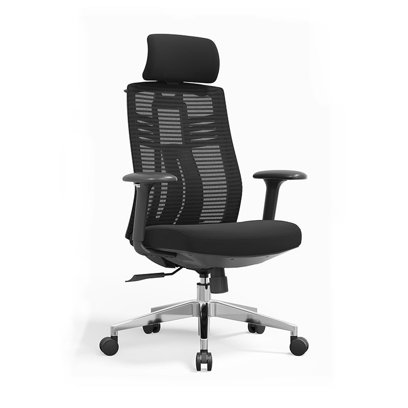 Modern Minimalist High-Back Mesh Desk Chair: Aluminum Alloy Square-Conical Base - Ergonomic Swivel Gaming Chair For Home Office Lumendat