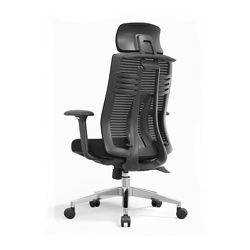 Modern Minimalist High-Back Mesh Desk Chair: Aluminum Alloy Square-Conical Base - Ergonomic Swivel Gaming Chair For Home Office Lumendat