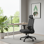 Black High-Back Ergonomic Desk Chair: Modern Minimalist Style - Adjustable Headrest Gaming Chair For Home Office Lumendat
