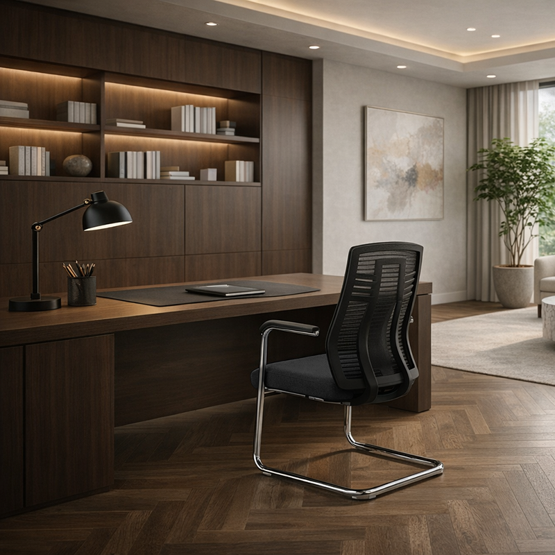 Black Minimalist Executive Guest Desk Chair: Ergonomic Design - Modern Breathable Mesh Gaming Chair For Home Office Lumendat